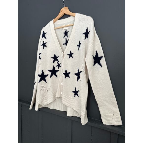 Zadig & Voltaire Mirka Stars Cashmere Cardigan Ivory Size Small - Picture 10 of 13